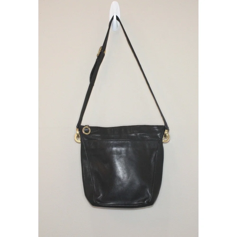 Perlina New York black leather satchel purse handbag